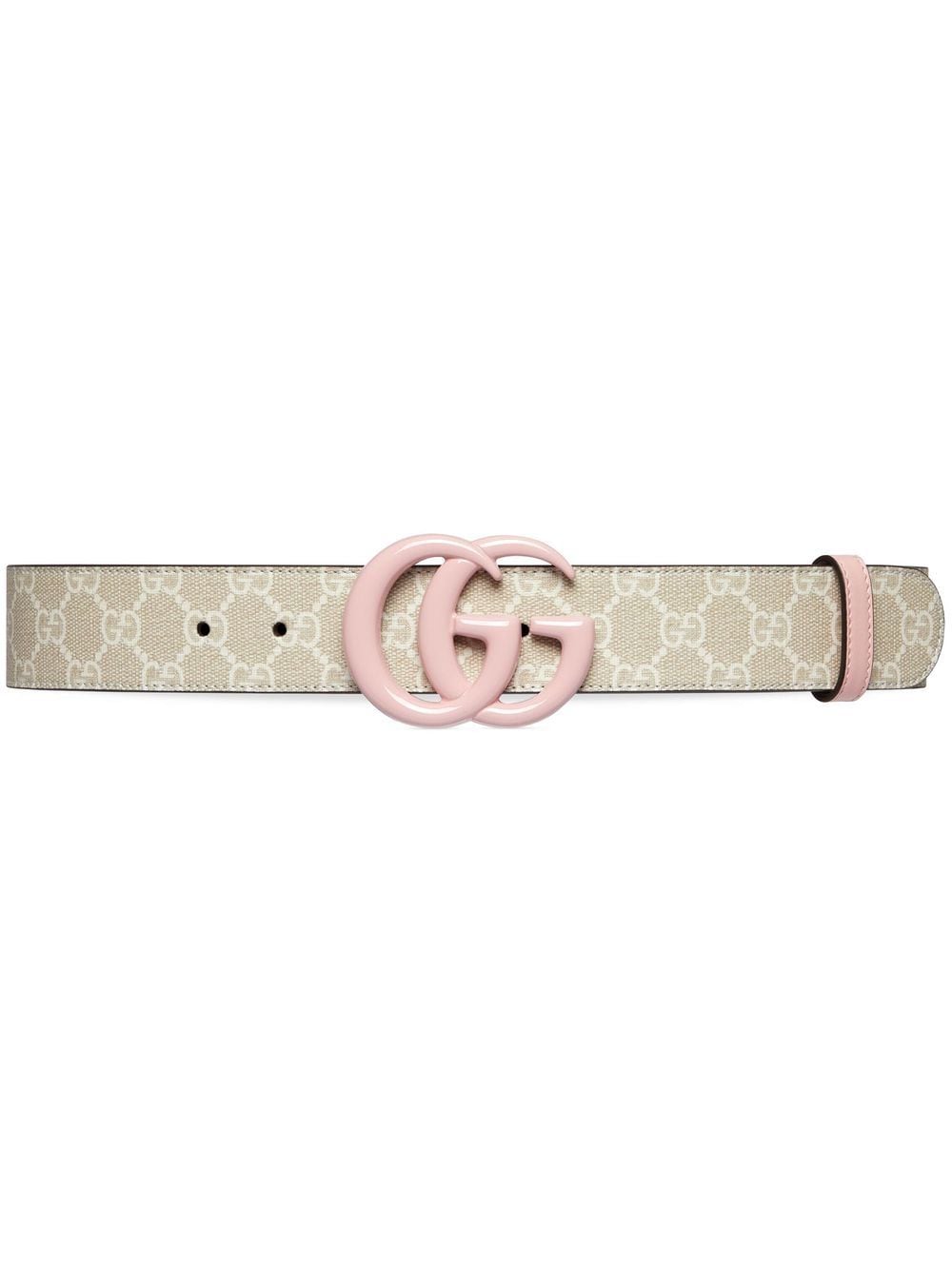 White GG Marmont monogram-print canvas and leather belt