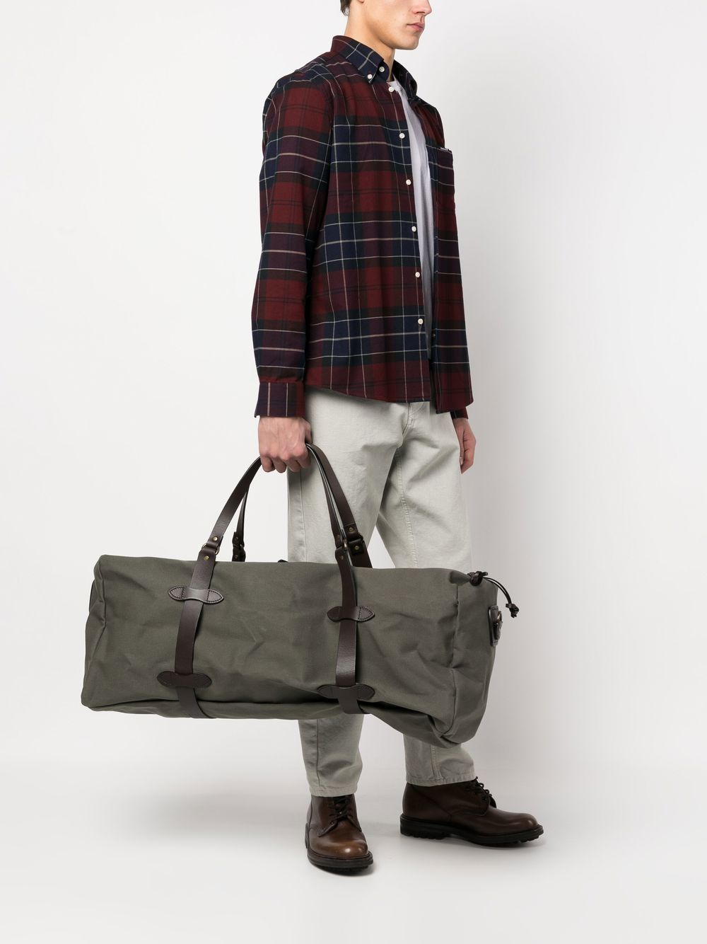 Shop Filson Large Cotton-twill Duffle Bag In Green