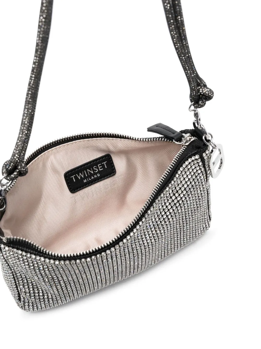 Twinset Crystal Embellished Shoulder Bag In Grey