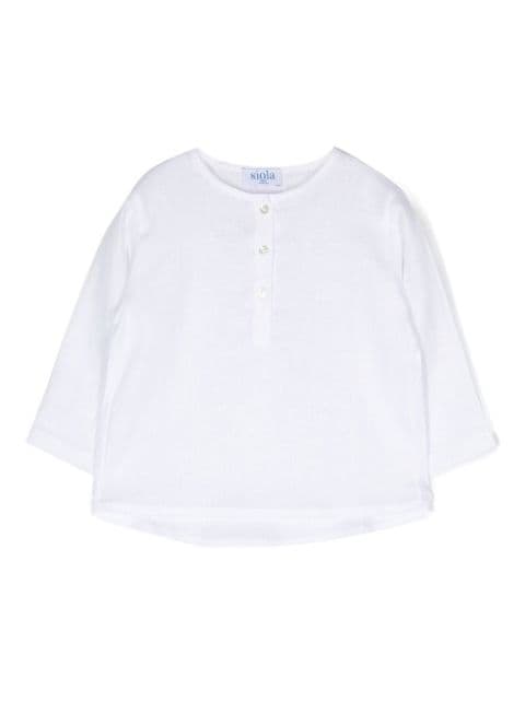 button fly long-sleeve top