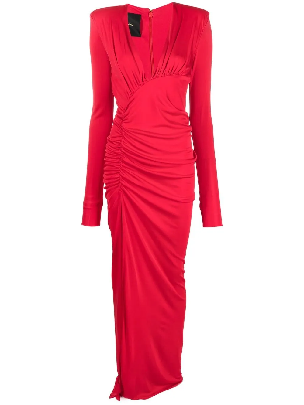 

PINKO ruched-detail V-neck gown - Red