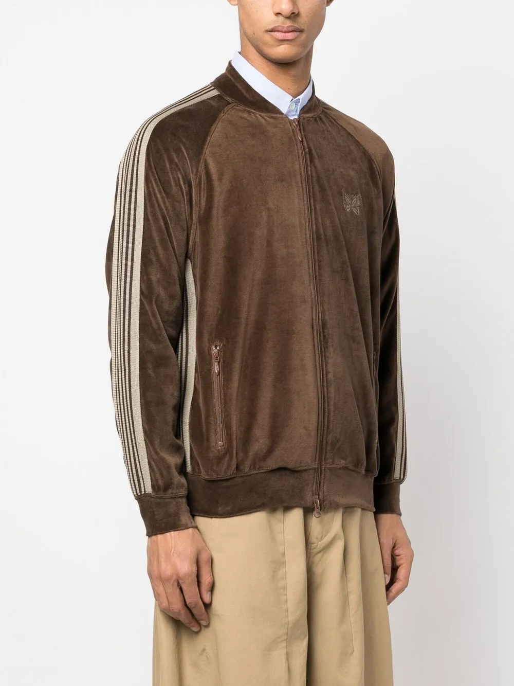 Needles Velvet-effect Jacket In Brown