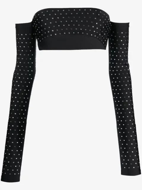 THE ANDAMANE rhinestone-embellished cropped top