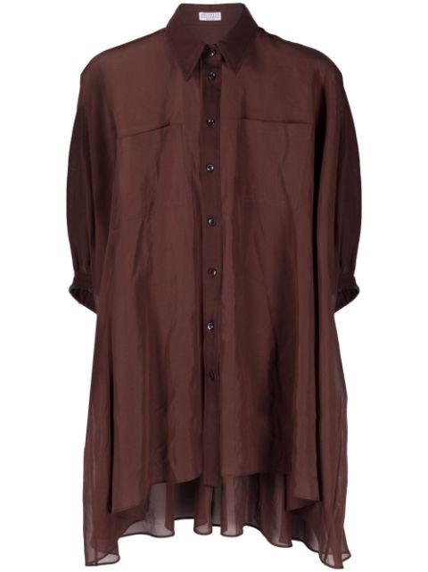 Brunello Cucinelli semi-sheer asymmetric hem blouse