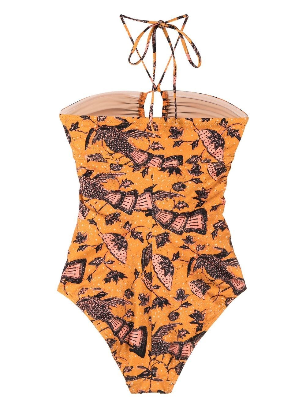 Shop Ulla Johnson Minorca Floral-print Swimsuit In Orange