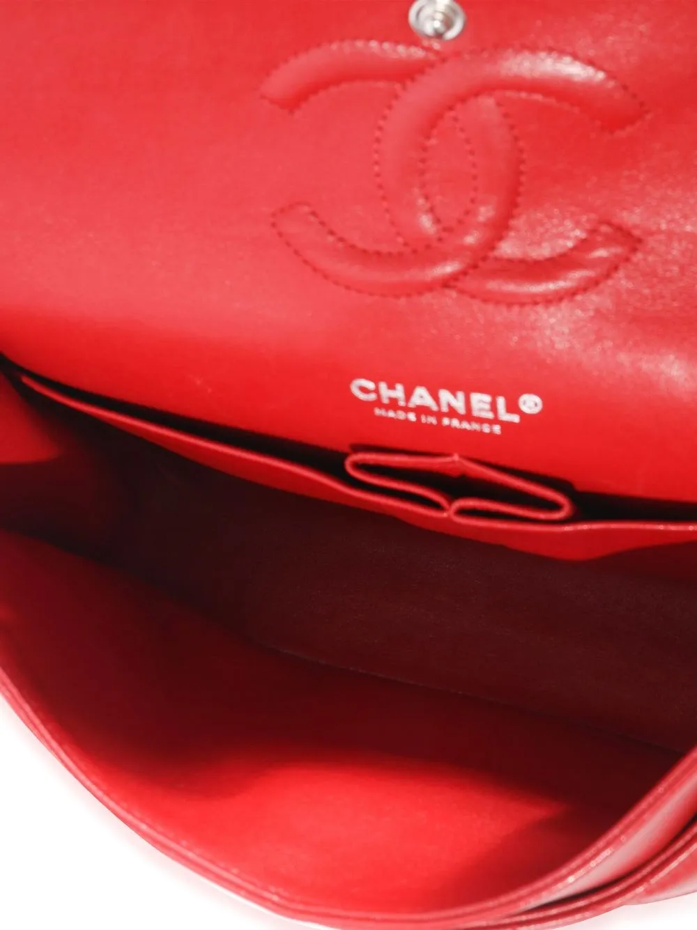 Preowned Chanel Medium Double Flap Shoulder Bag In Red ModeSens