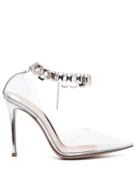 Gianvito Rossi crystal-embellished transparent pumps Women