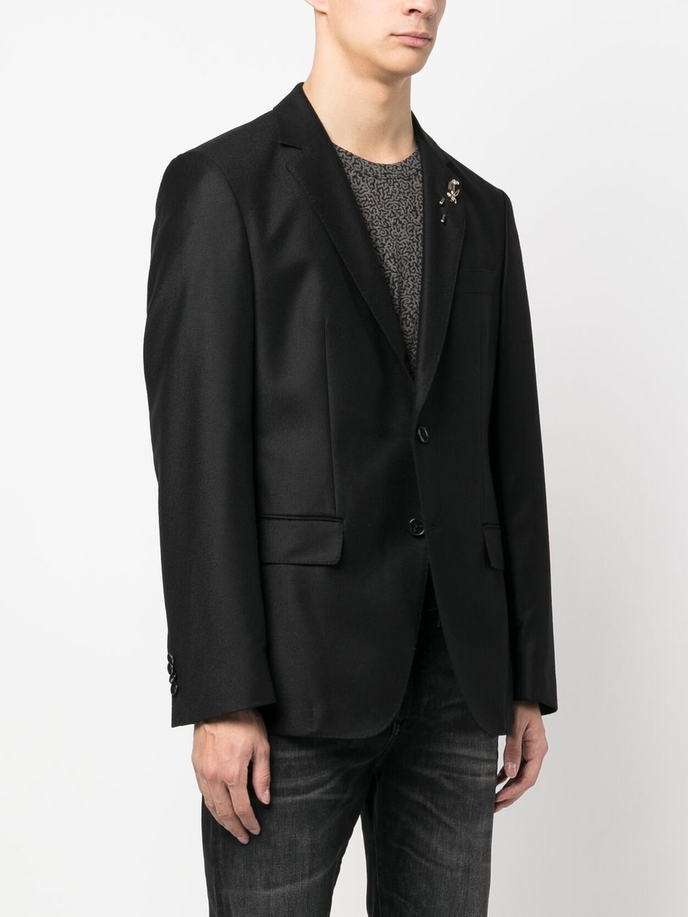 Hugo Boss Hutson Brooch-detail Virgin-wool Blazer In Black | ModeSens