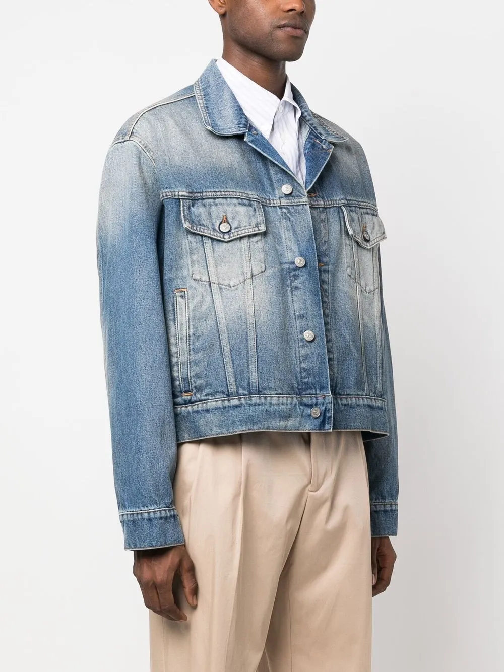 MM6 Maison Margiela Fade Effect Denim Jacket - Farfetch