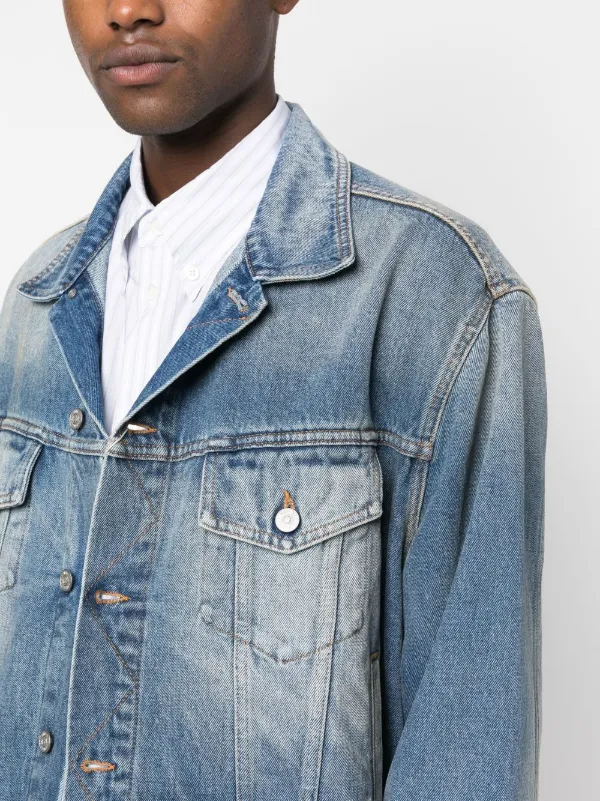 Denim Jacket with Patches  Faded denim jackets, Men's denim style, Denim  jacket men