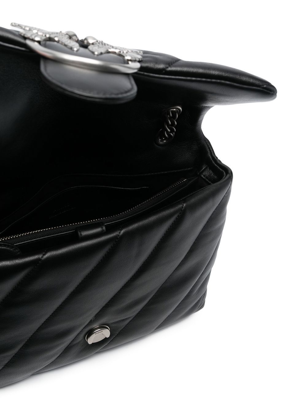 Shop Pinko Love Big Puff Leather Shoulder Bag In Black