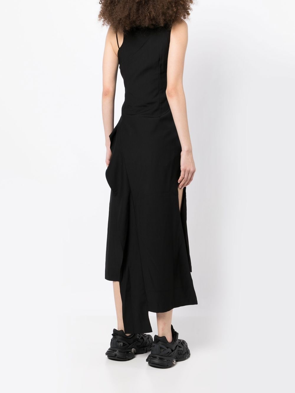 Shop C2h4 Sleeveless Asymmetric Midi Dress In Black