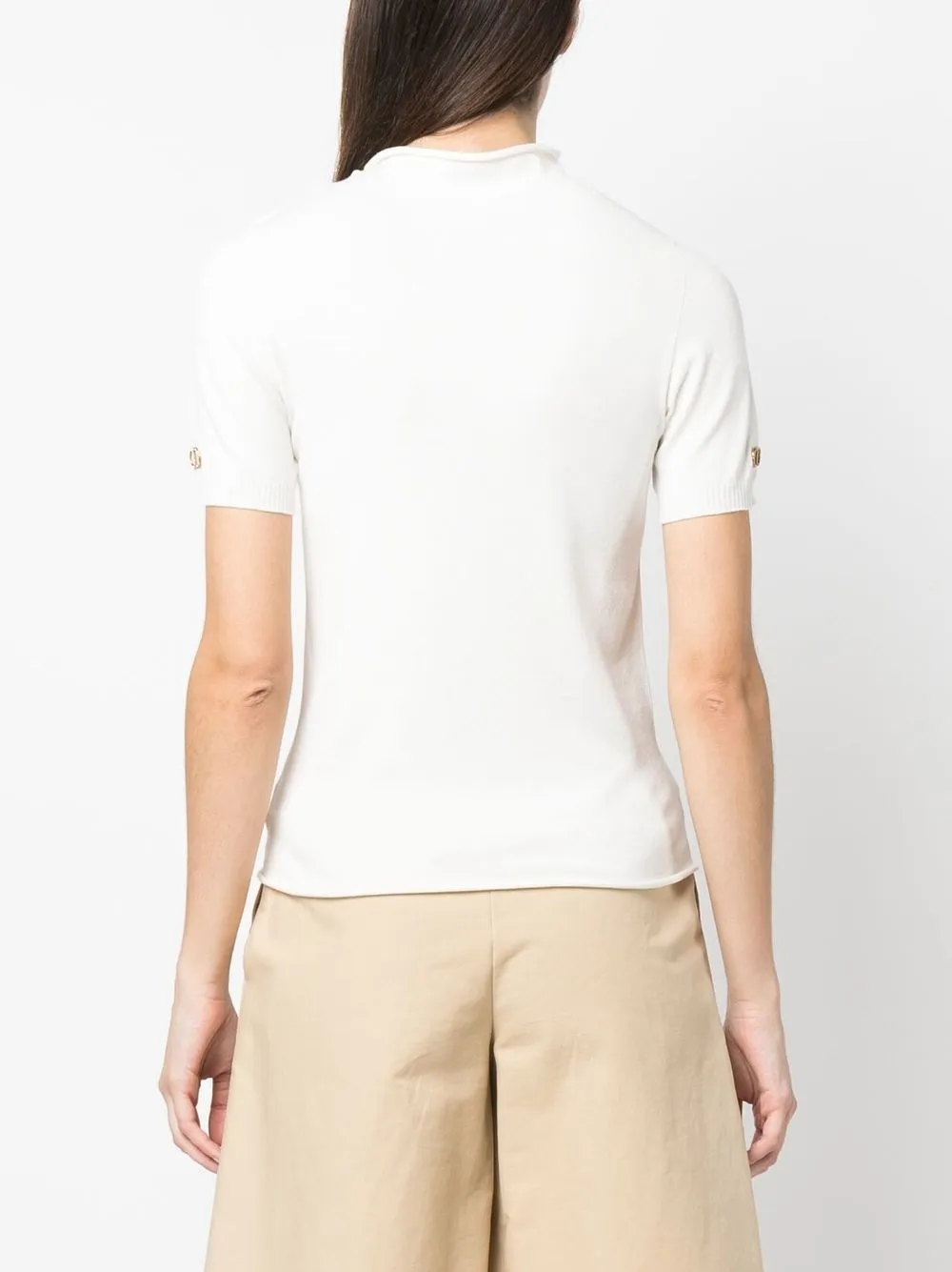 Twinset Logo-plaque Short-sleeve Jumper In White
