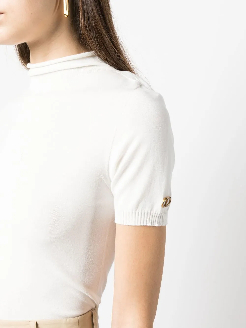 Twinset Logo-plaque Short-sleeve Jumper In White