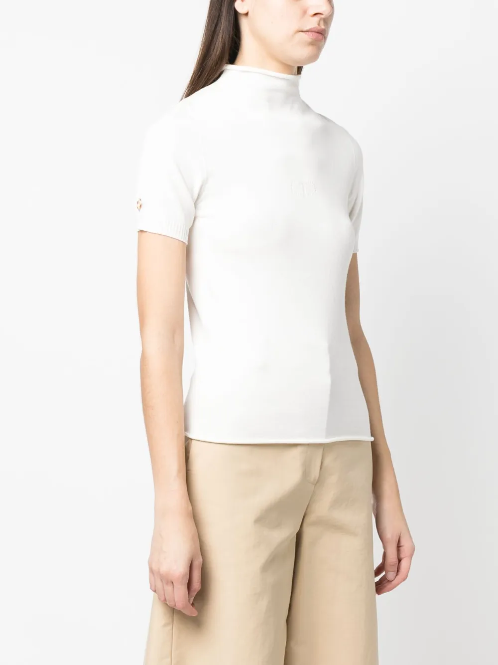  Twinset Pull à Plaque Logo - Blanc 