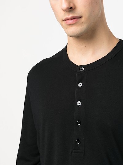 TOM FORD button-placket long-sleeved T-shirt black | MODES