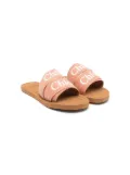 Chloé Kids logo-print flat slides - Brown