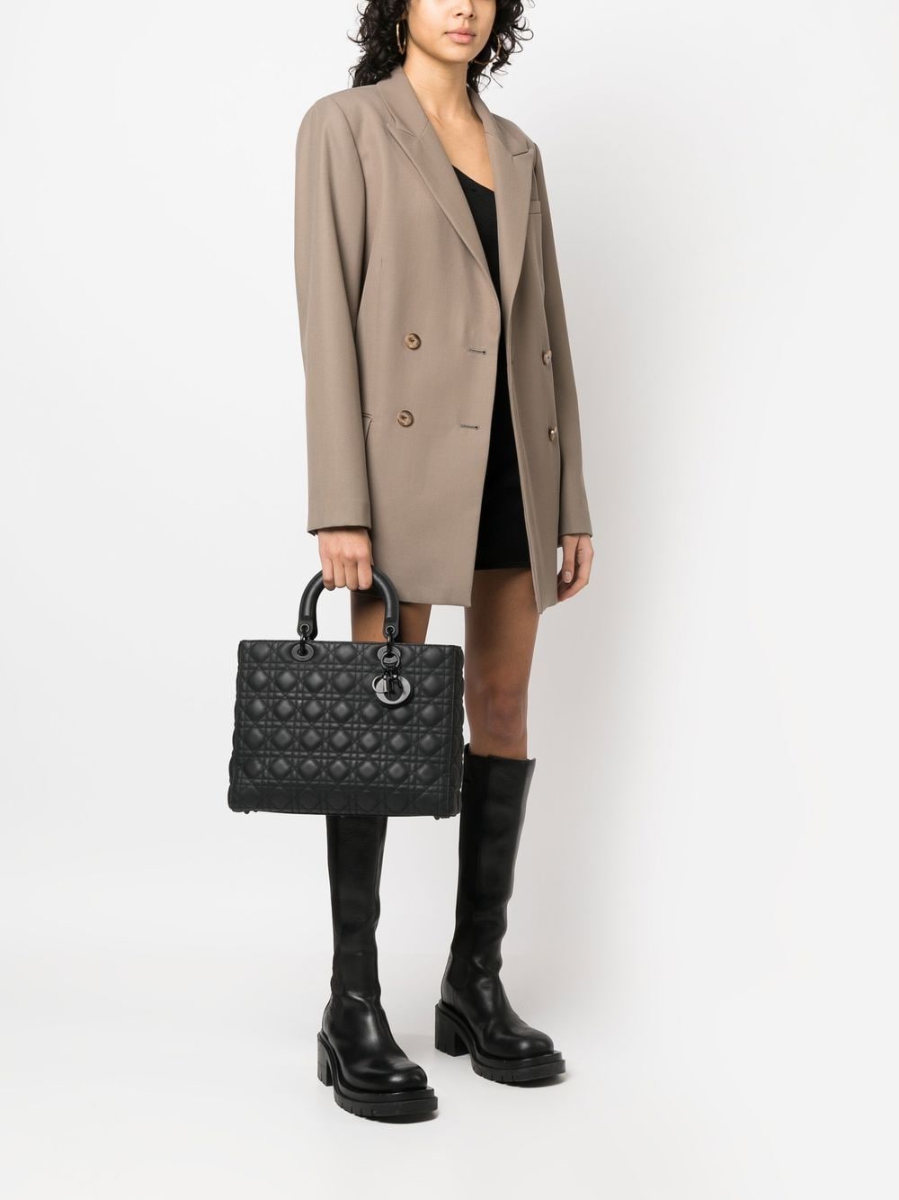 Christian Dior 2020 pre-owned Lady Dior tas met handgreep - Zwart