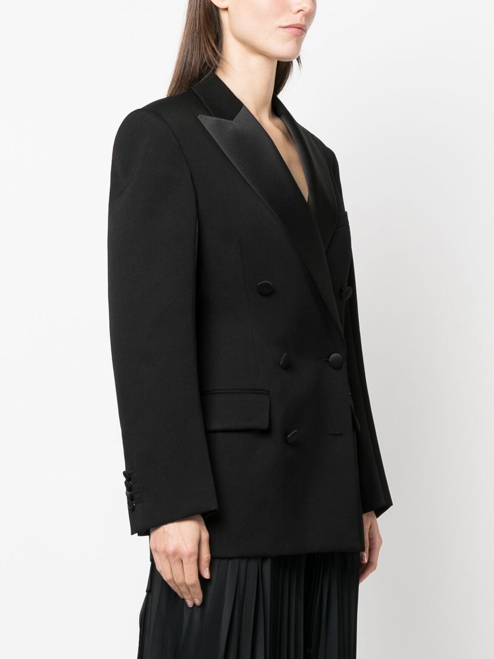 Shop Lanvin Double-breasted Tailored Blazer In Black