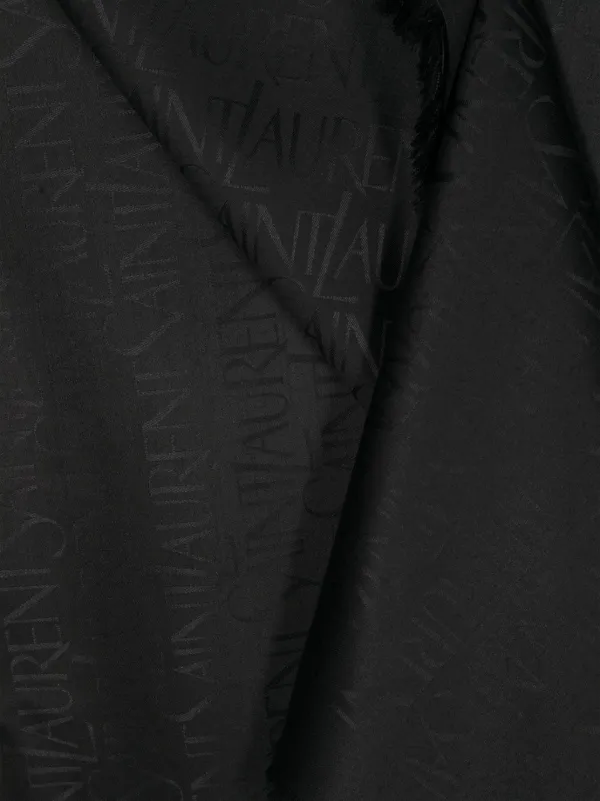 【SAINT LAURENT】サンローラン ジャカードスカーフ 7379303YN21 Saint Laurent ジャカード スカーフ | ブラック | FARFETCH JP