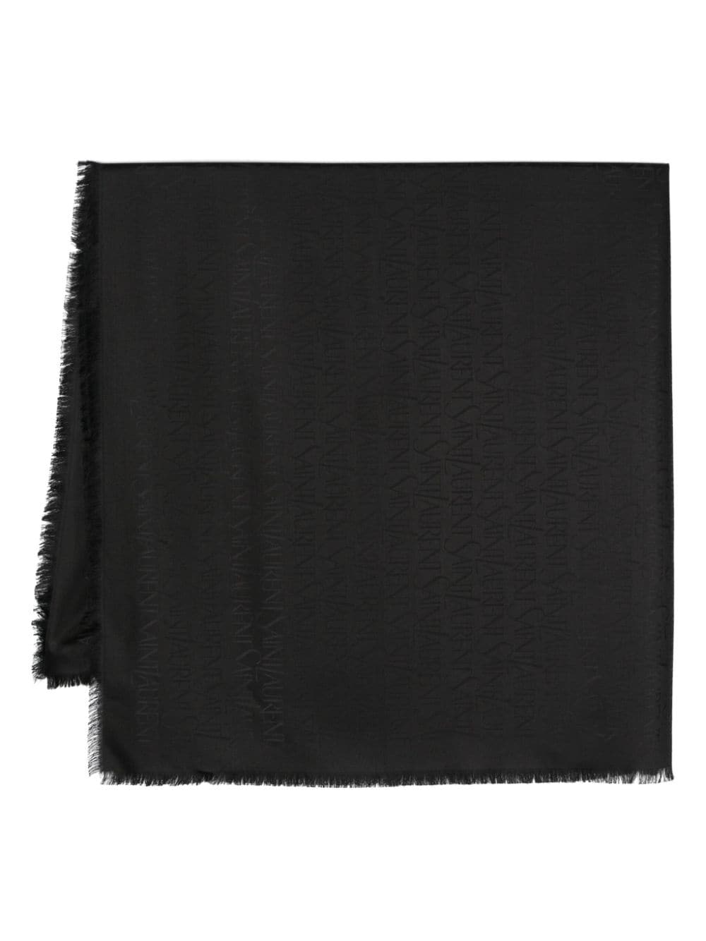 logo-jacquard fringed scarf