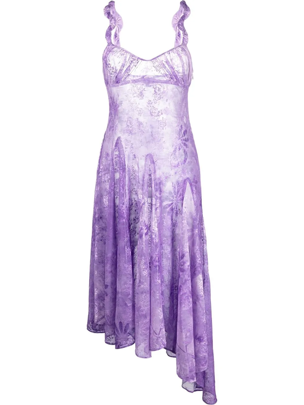 

Collina Strada floral-lace detail asymmetric dress - Purple