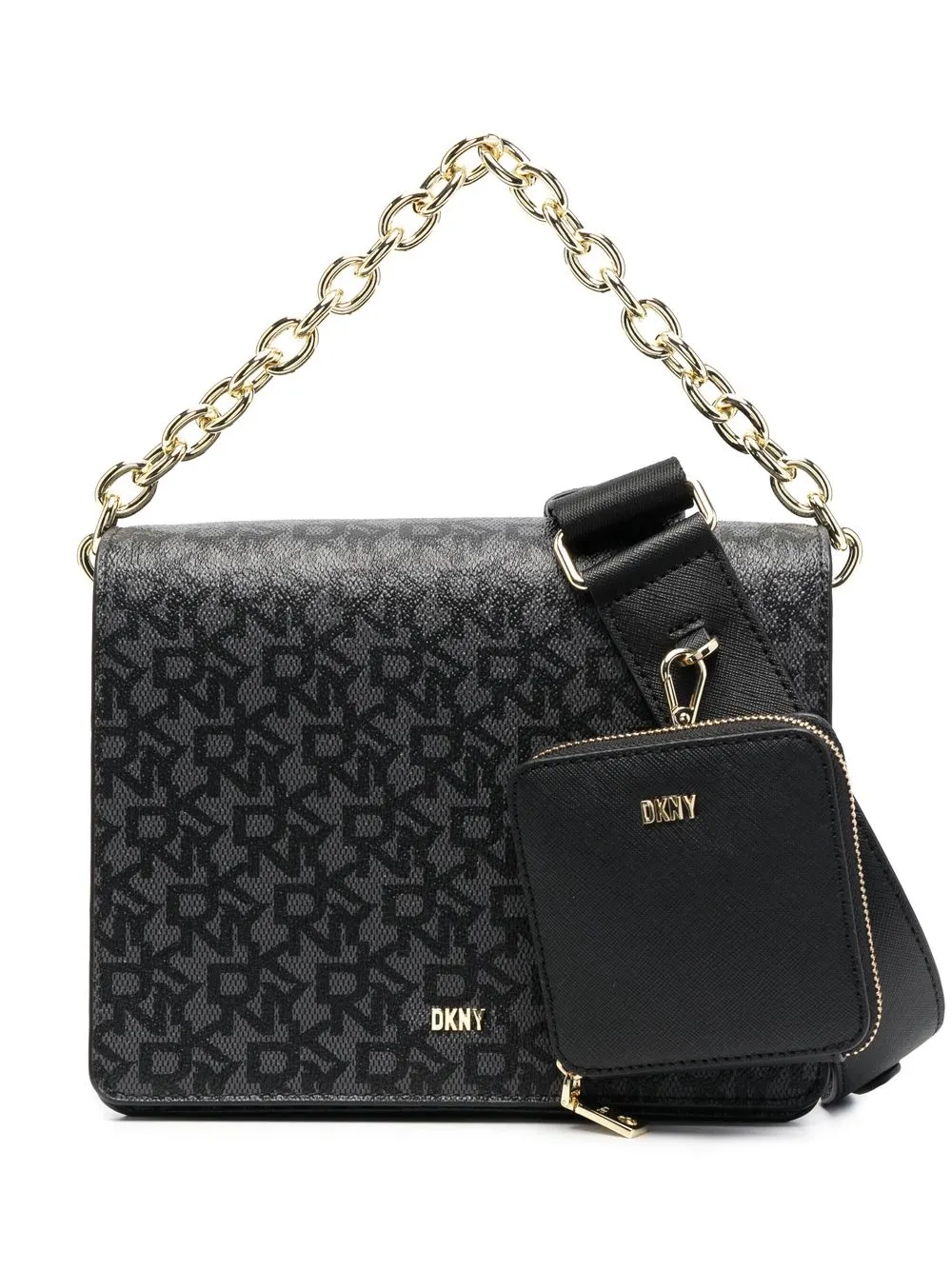 dkny sac à main à motif monogrammé - noir