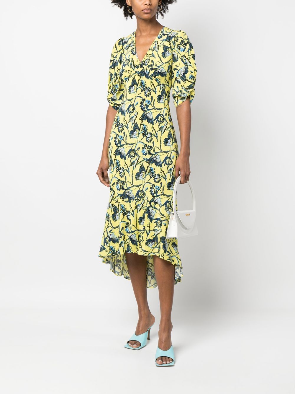 DVF Diane von Furstenberg butterfly-print midi dress - Geel