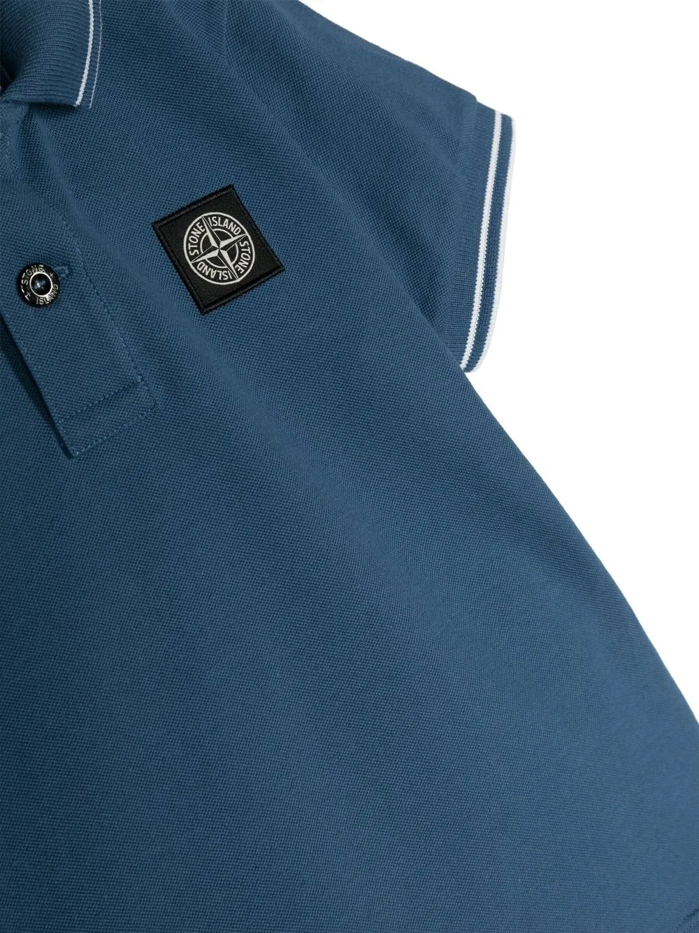 Stone Island Compass Logo-patch Polo Shirt In Blau