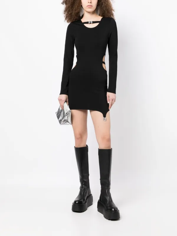 HELIOT EMIL logo-detail long-sleeve Mini Dress | Black | FARFETCH