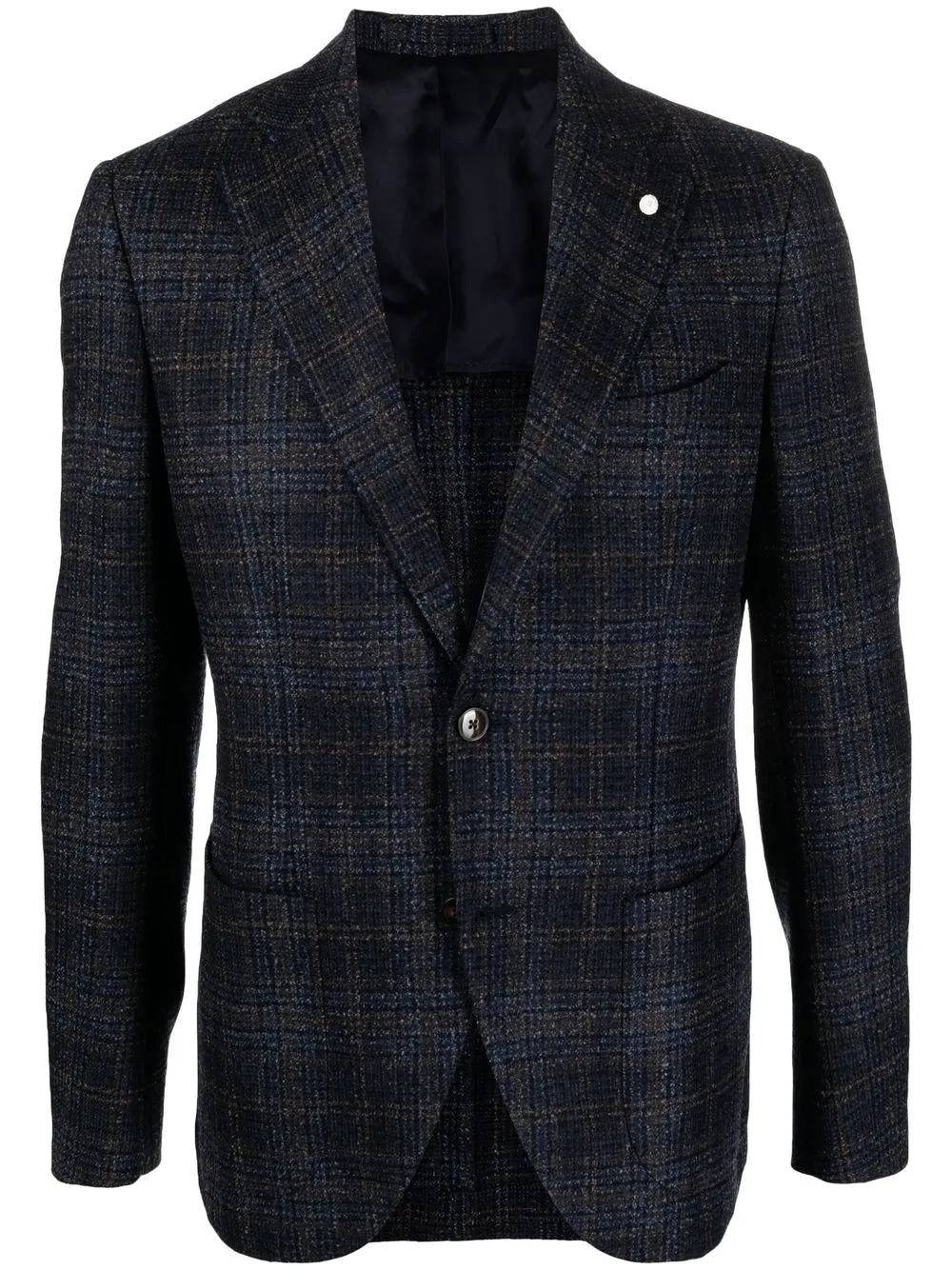 

LUIGI BIANCHI MANTOVA plaid check pattern blazer - Blue