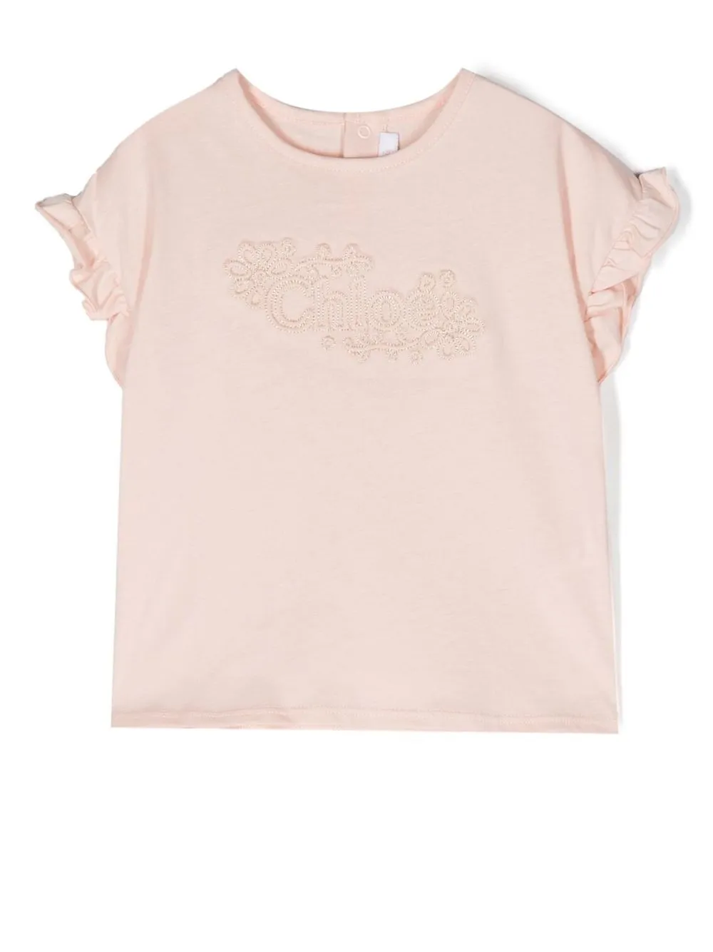 

Chloé Kids playera manga corta con logo bordado - Rosado