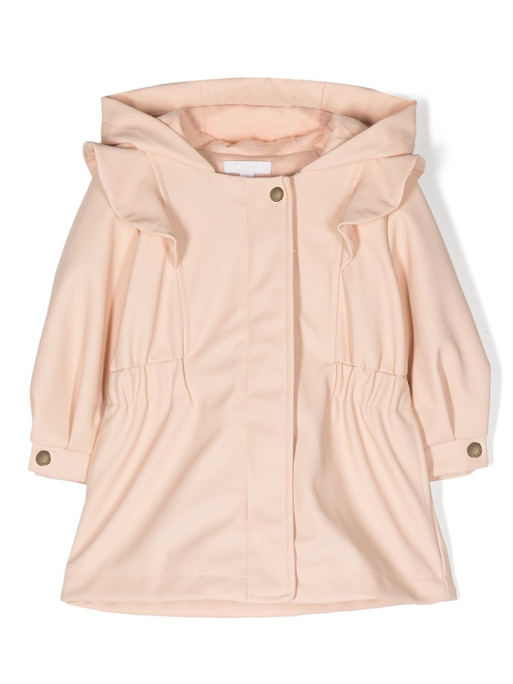 

Chloé Kids ruffled-detail hooded jacket - Pink