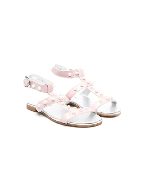 Monnalisa 15mm beaded leather sandals