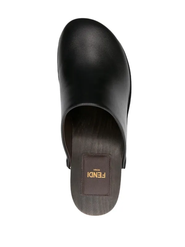 FENDI Logo block heel Mules Black FARFETCH IE