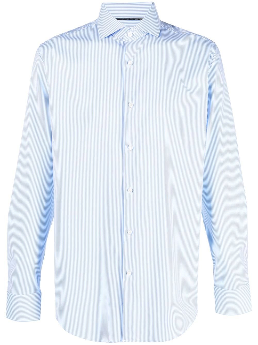 Hugo Boss Pinstripe Long-sleeve Shirt In Blue