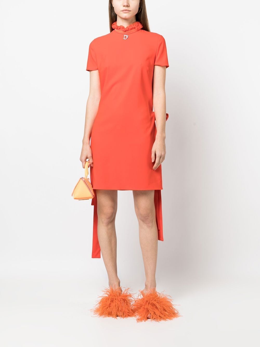 Dsquared2 Jurk met ruchekraag - Oranje