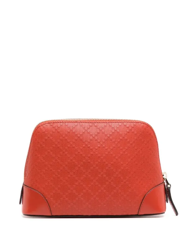 Gucci Embossed logo patch Makeup Bag Orange FARFETCH UK