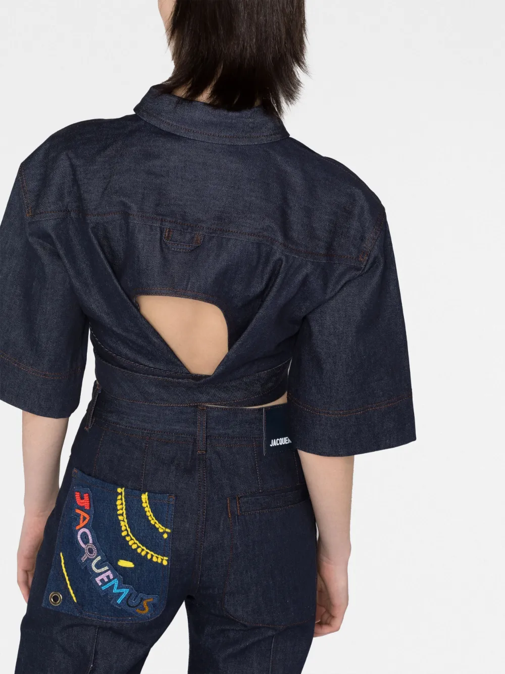 Jacquemus Le Haut De Nimes Yuma Denim Cutout Top In Blue ModeSens