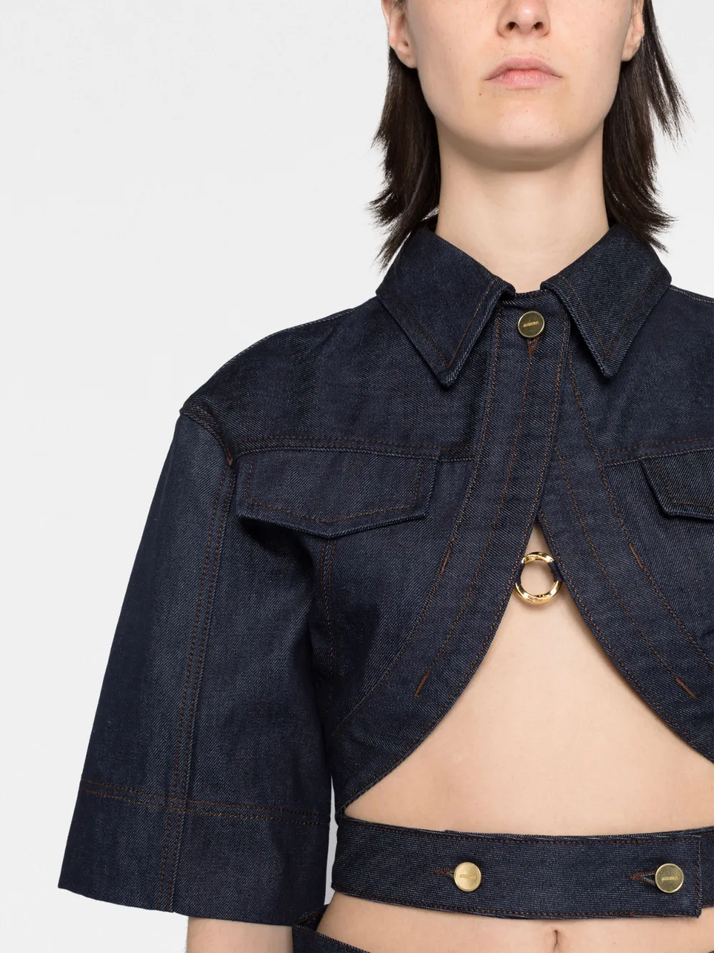 Jacquemus Le Haut De Nimes Yuma Denim Cutout Top In Blue ModeSens