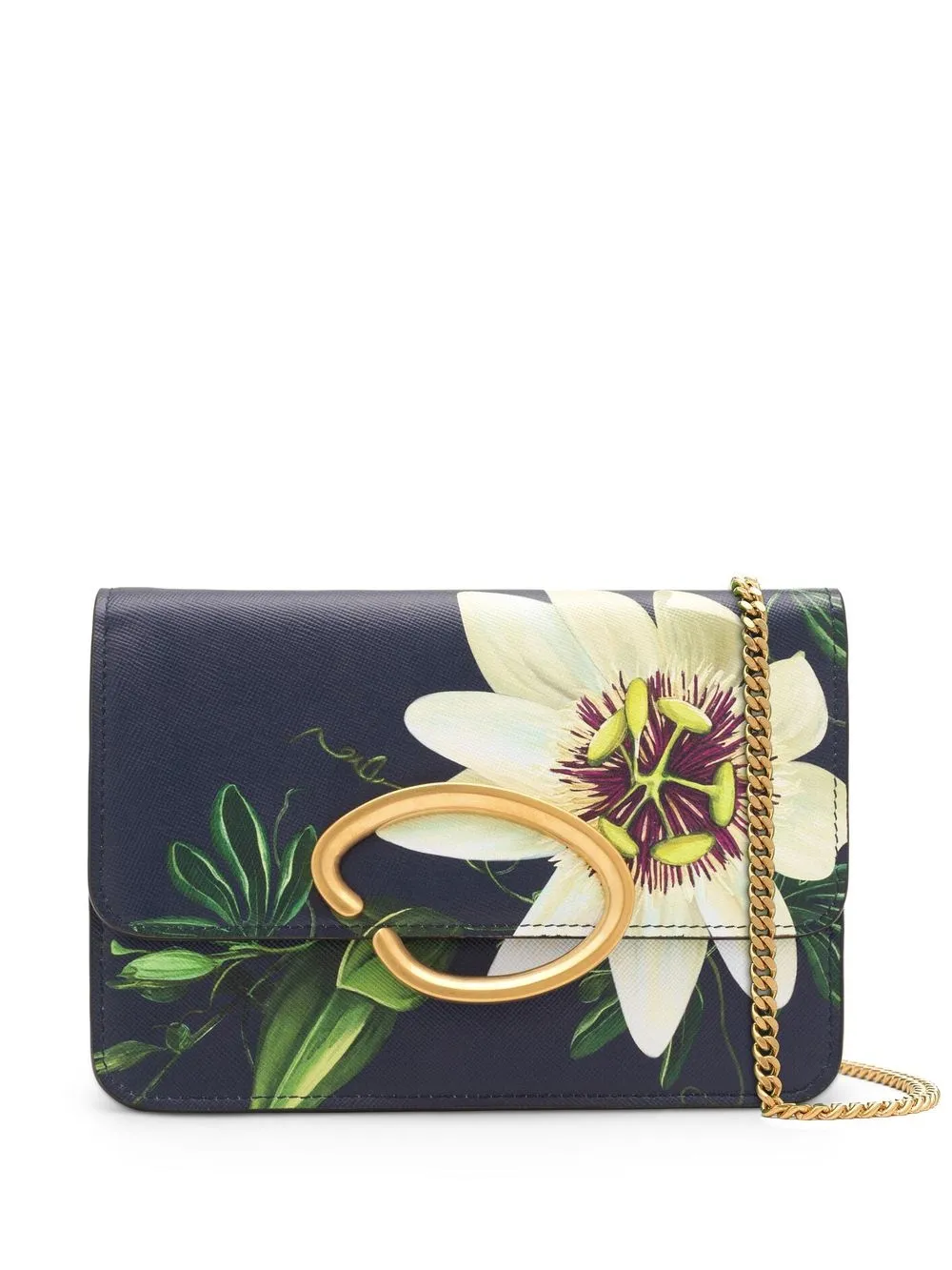 

Oscar de la Renta bolsa crossbody con placa del logo y estampado floral - Negro