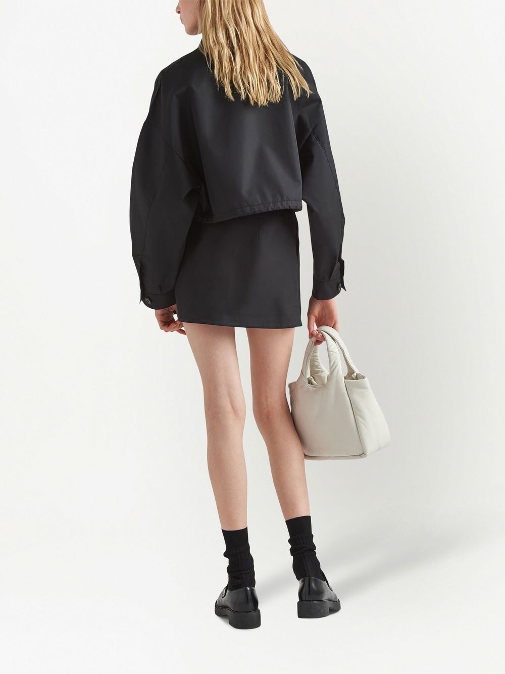 Shop Prada Re-nylon Triangle-logo Miniskirt In Schwarz