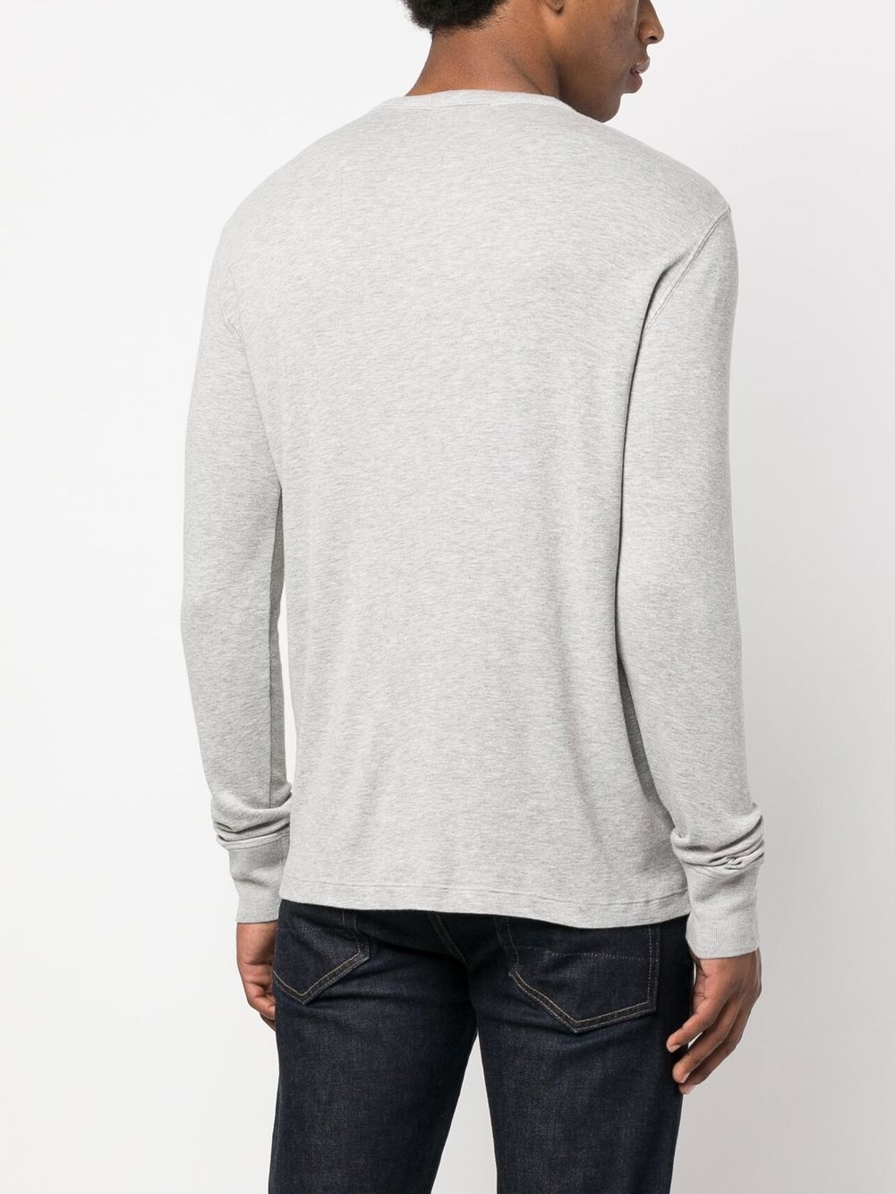 Shop Tom Ford Buttoned-up Long-sleeved T-shirt In Grey