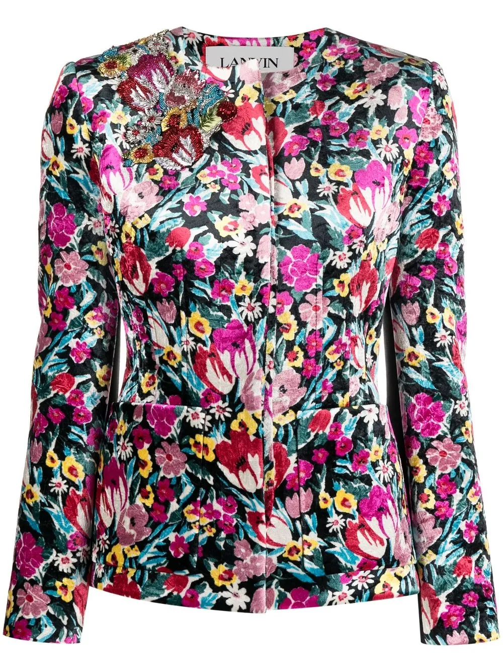 

Lanvin blusa manga larga con estampado floral - Negro