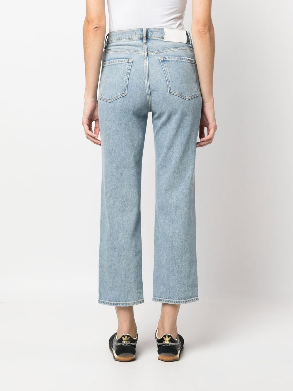 Shop 7 For All Mankind Cropped Light-wash Jeans In Blue