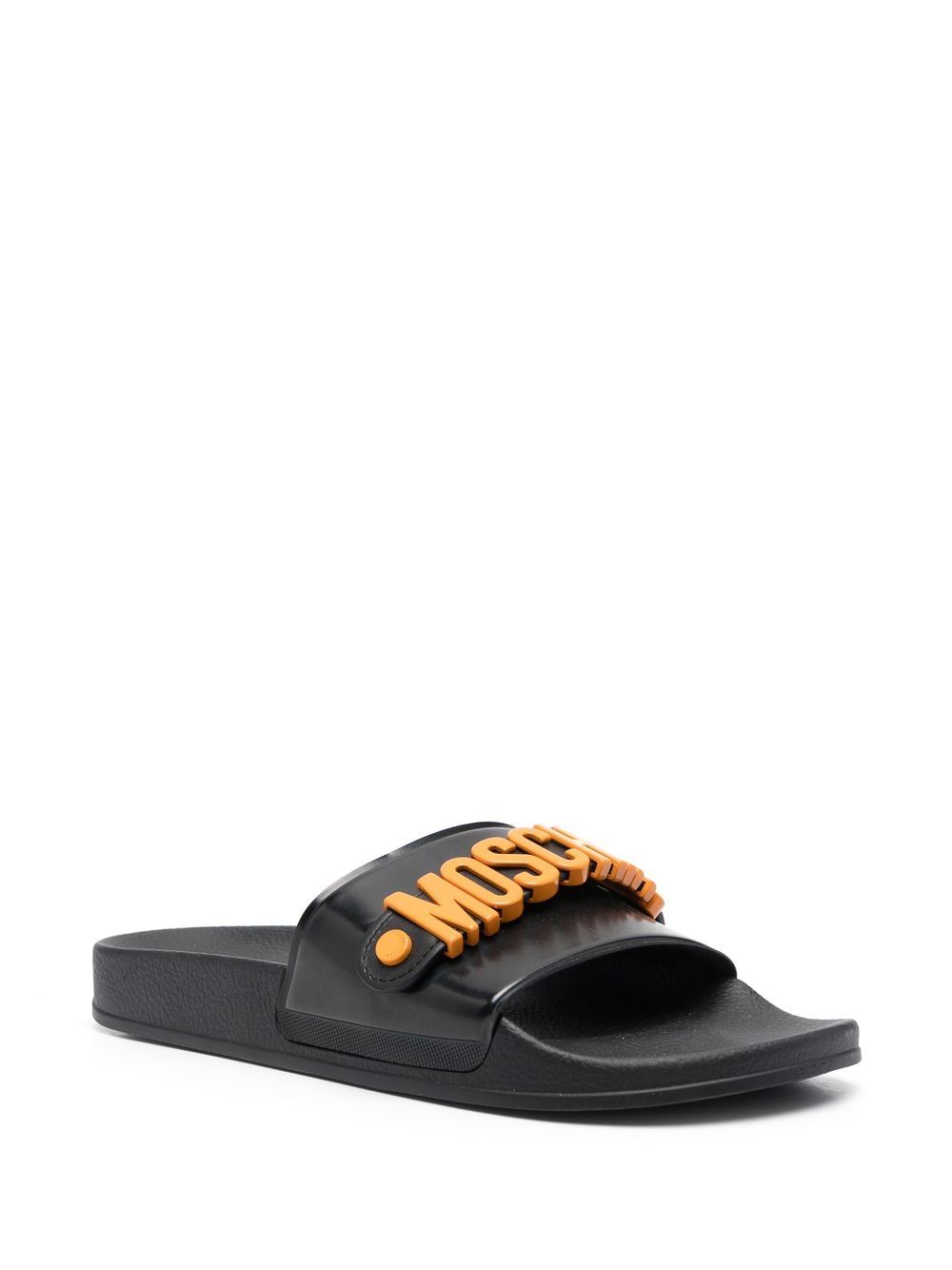 Moschino Slippers met logo - Zwart