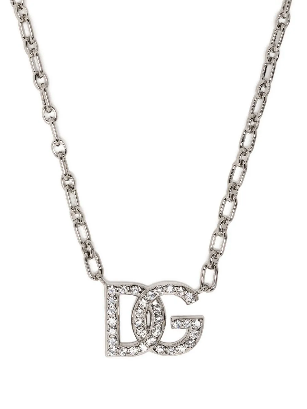 

Dolce & Gabbana crystal-embellished logo-pendant necklace - Silver