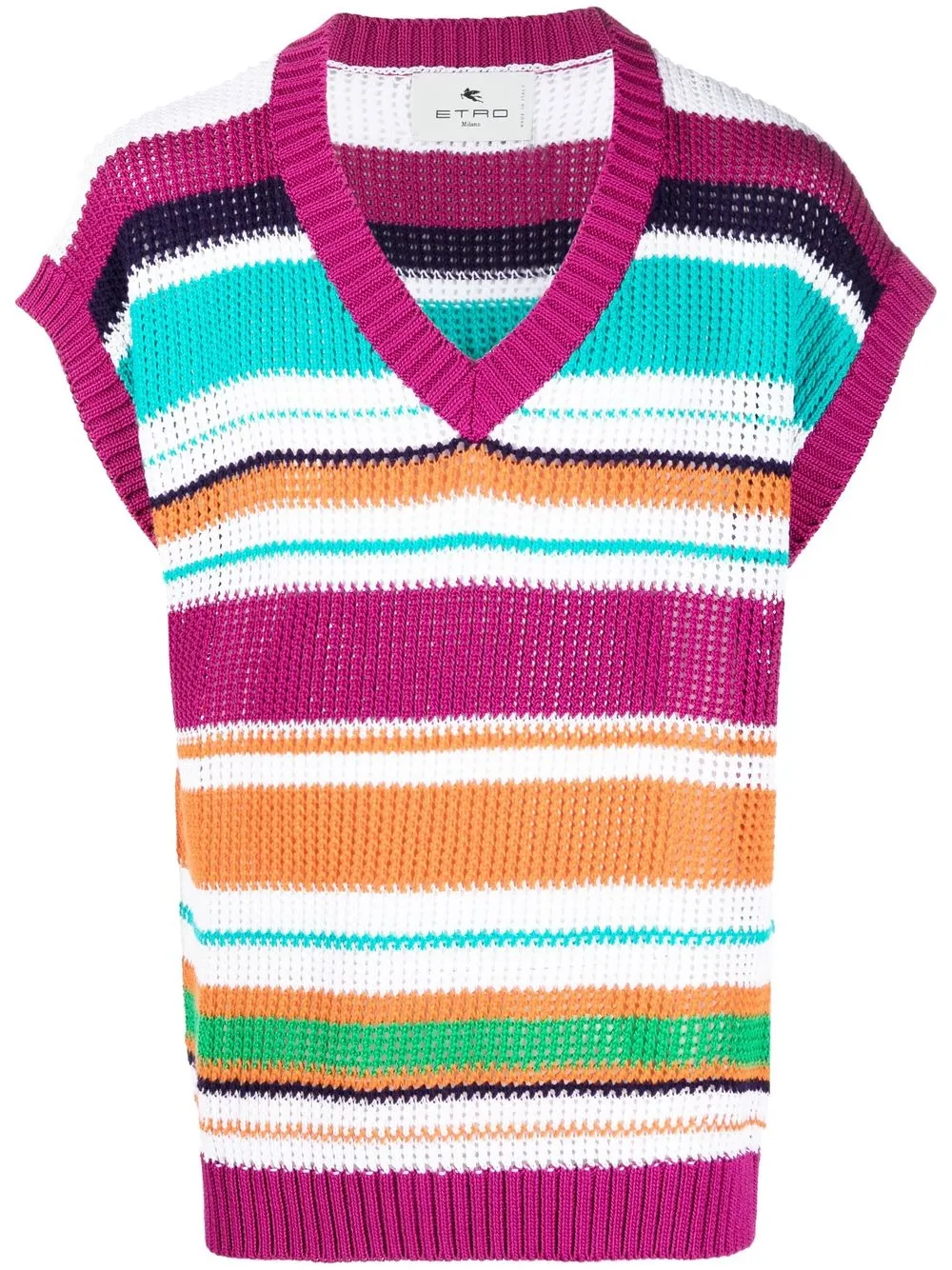 

ETRO striped jacquard crochet sleeveless jumper - Purple