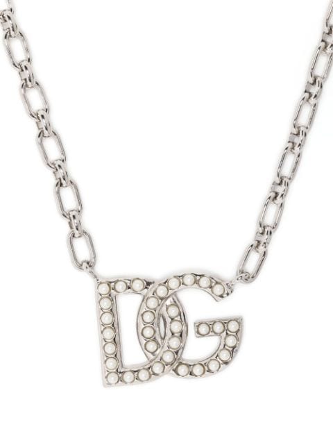 Dolce & Gabbana - crystal-embellished logo-pendant necklace