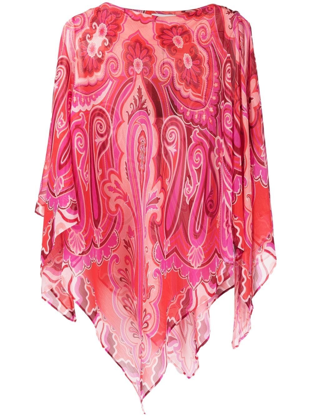 Shop Etro Paisley-print Asymmetric Blouse In Pink